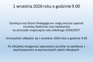 1 września 2026 roku o godzinie 9